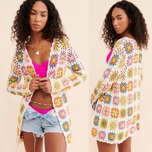 New CeliaB Knit Crochet Cardigan Sweater